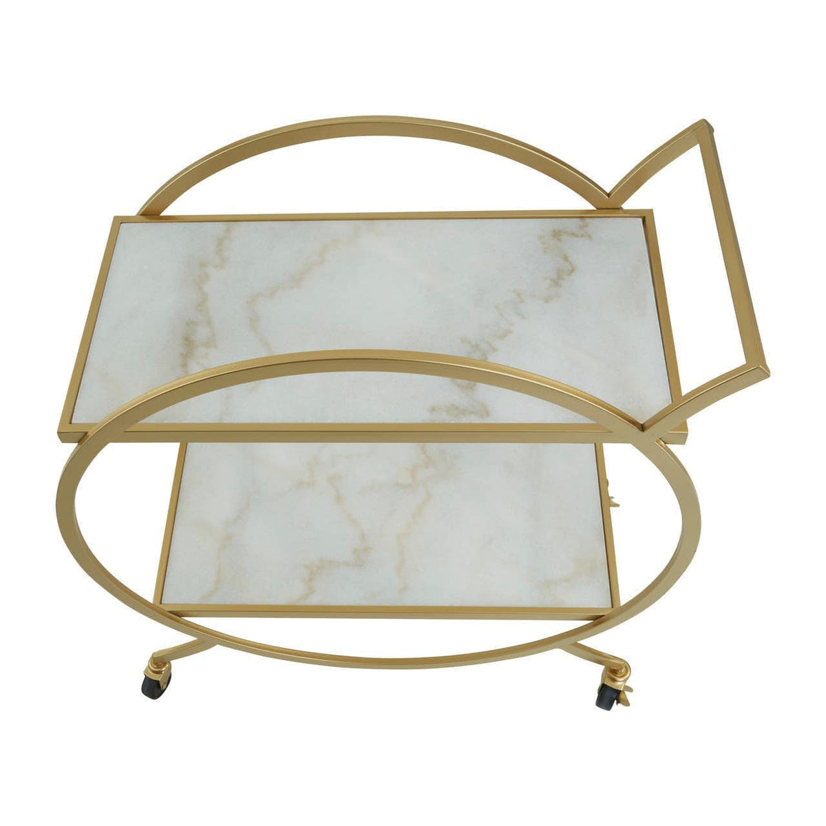 Noosa & Co. Living Avantis White Marble And Gold 2 Tier Drinks Trolley House of Isabella UK