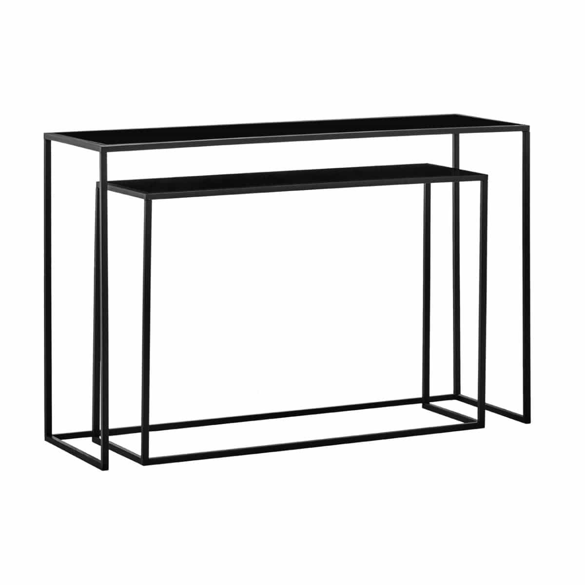 Avento Set Of Two Black Console Tables.