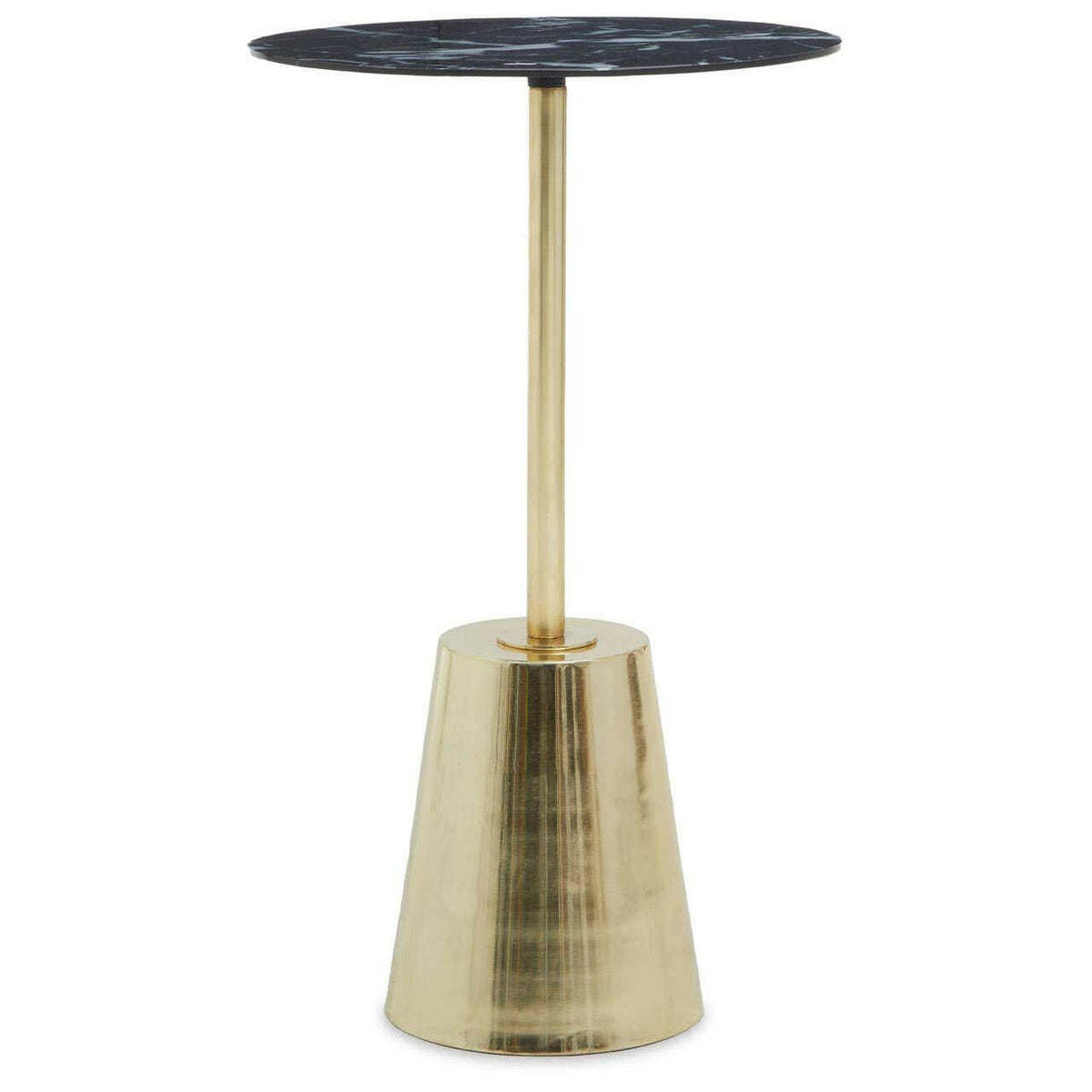 Avola Black Marble Effect Top Gold Base Side Table.