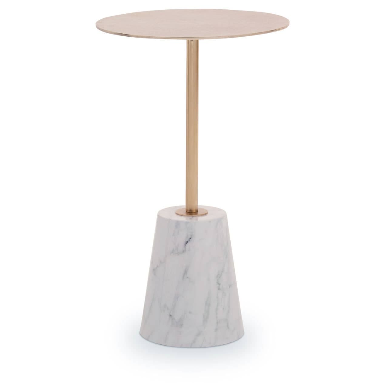 Noosa & Co. Living Avola Brushed Gold Side Table White Marble Effect Base House of Isabella UK