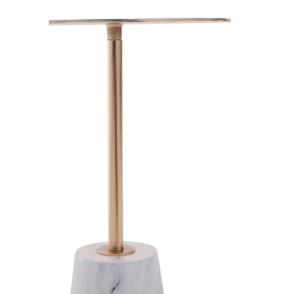 Avola Brushed Gold Side Table White Marble Effect Base.
