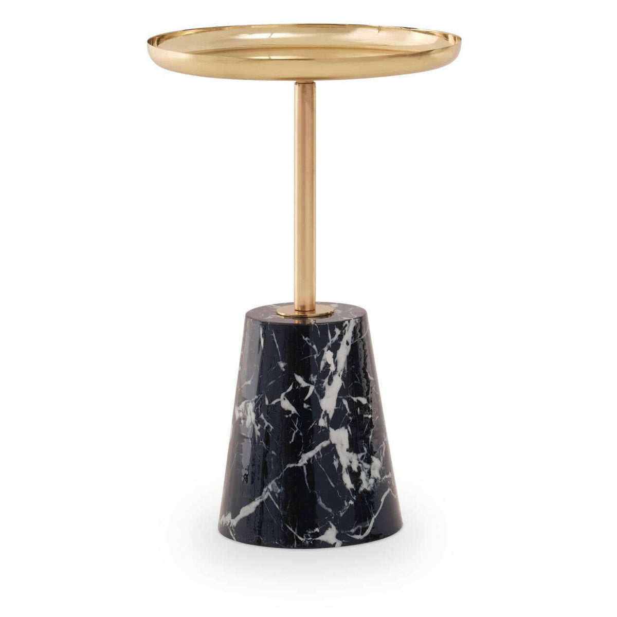Avola Gold Side Table Black Marble Effect Base.