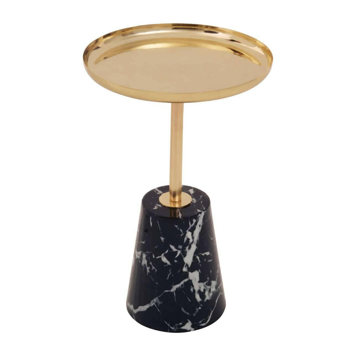 Avola Gold Side Table Black Marble Effect Base.