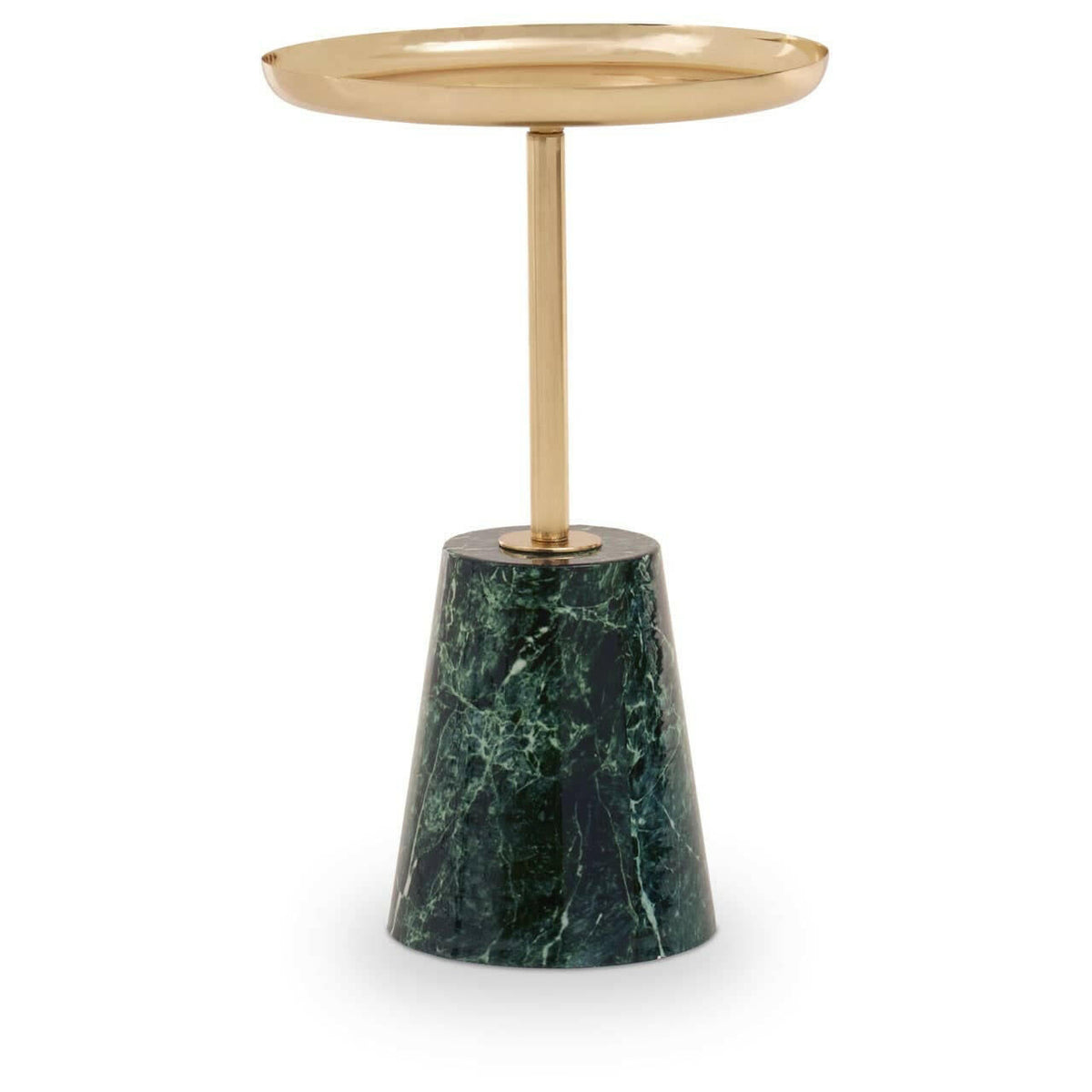 Avola Gold Side Table Green Marble Effect Base.