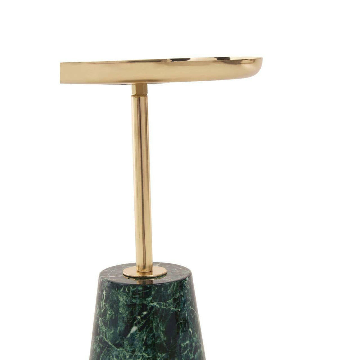 Avola Gold Side Table Green Marble Effect Base.