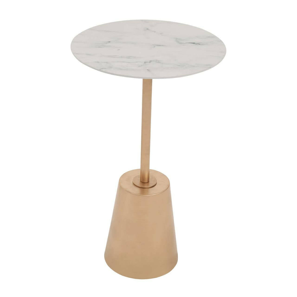 Avola White Marble Effect Top Gold Base Side Table.
