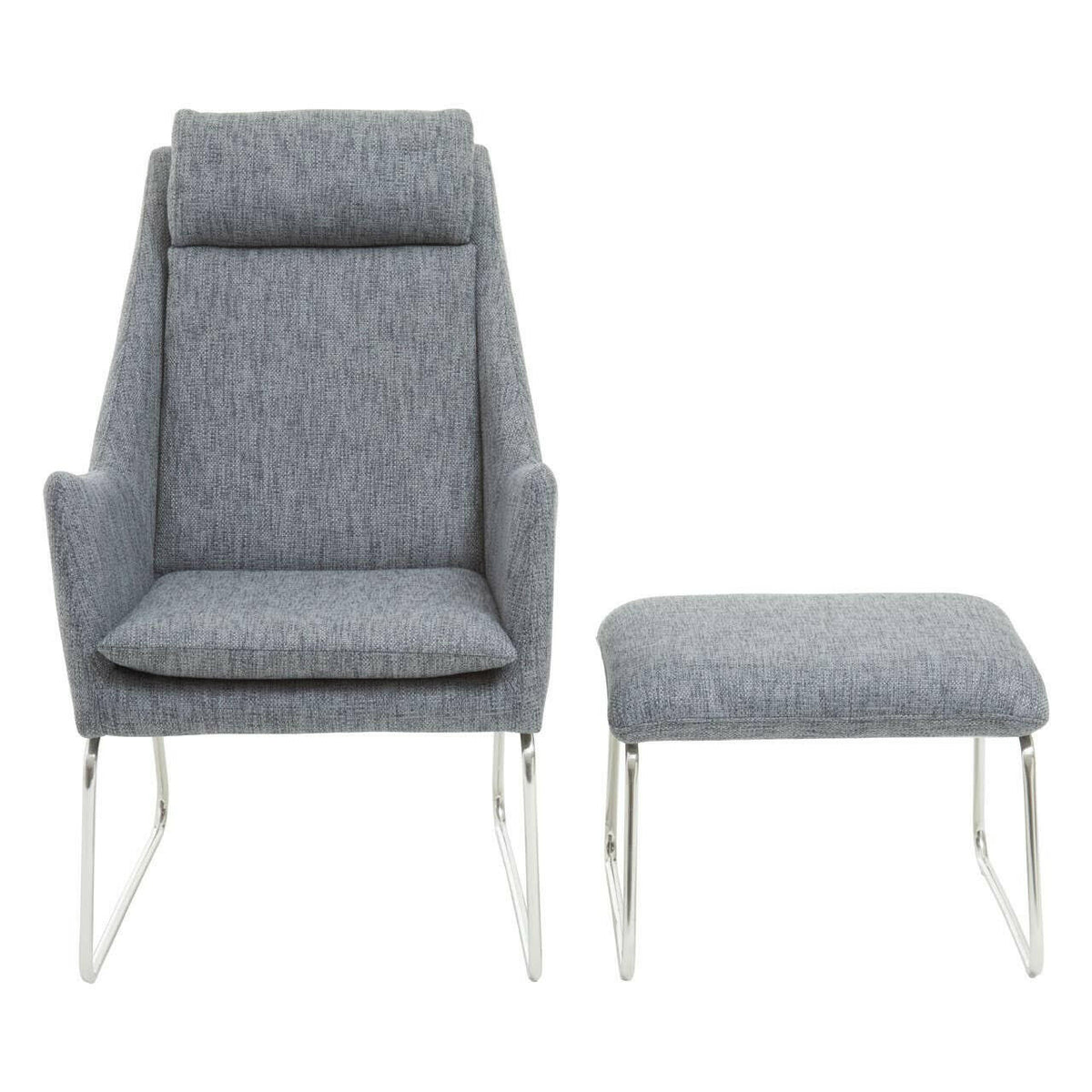 Azalea Grey Fabric Chair And Footstool.