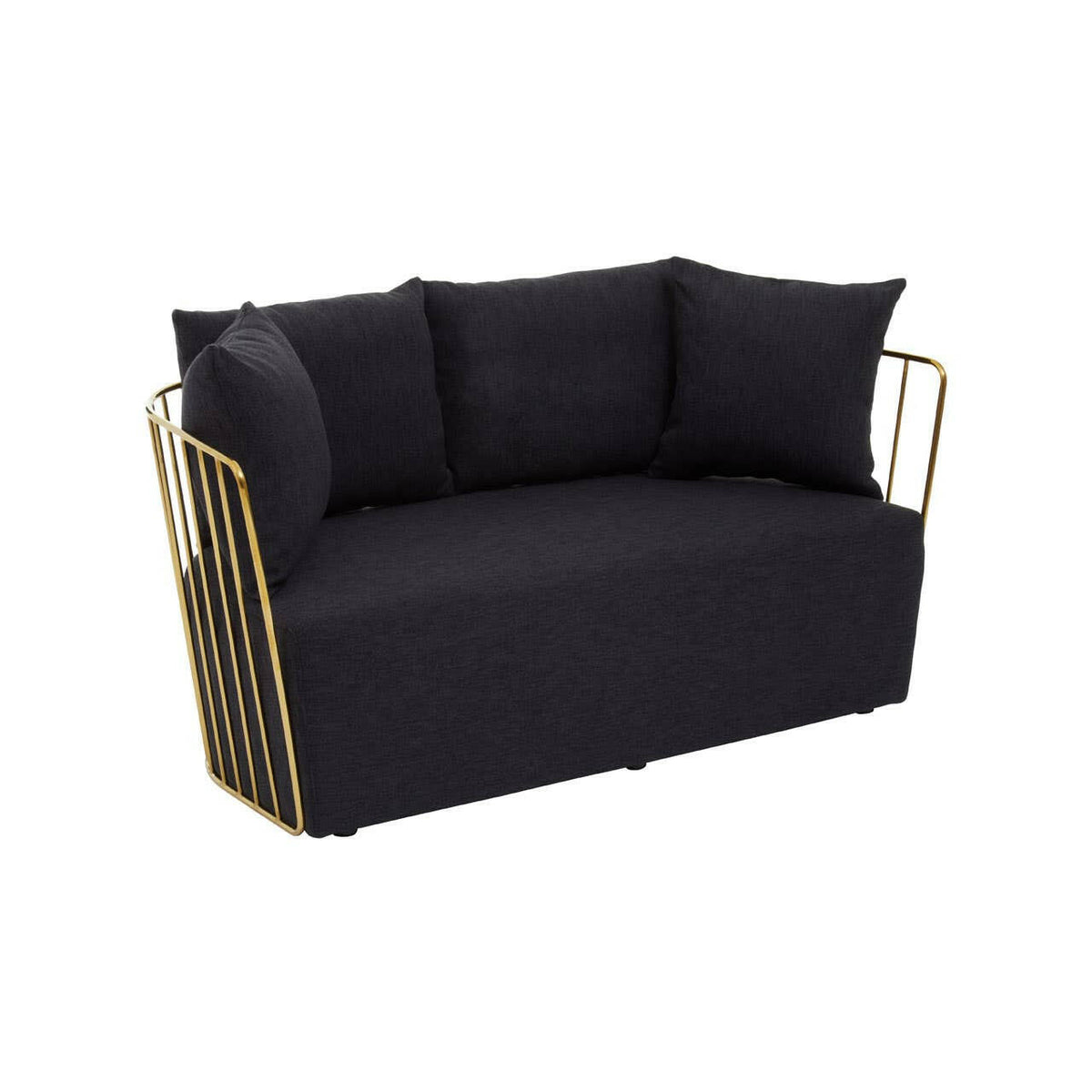 Azalea Two Seat Black Fabric Sofa.