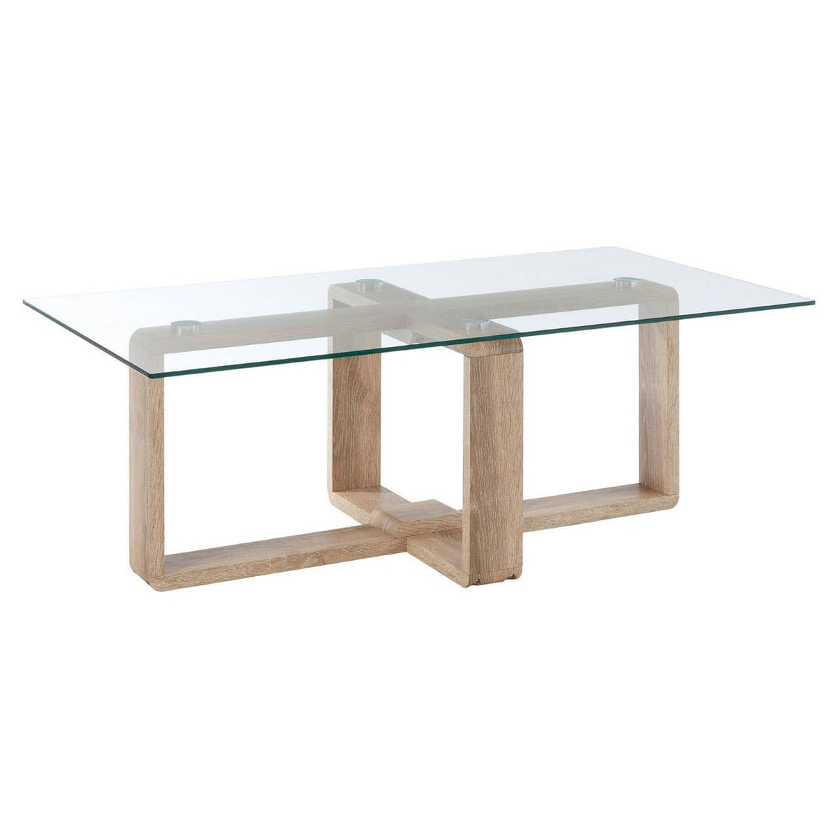 Noosa & Co. Living Barton Glass Coffee Table with Wood Effect Legs House of Isabella UK