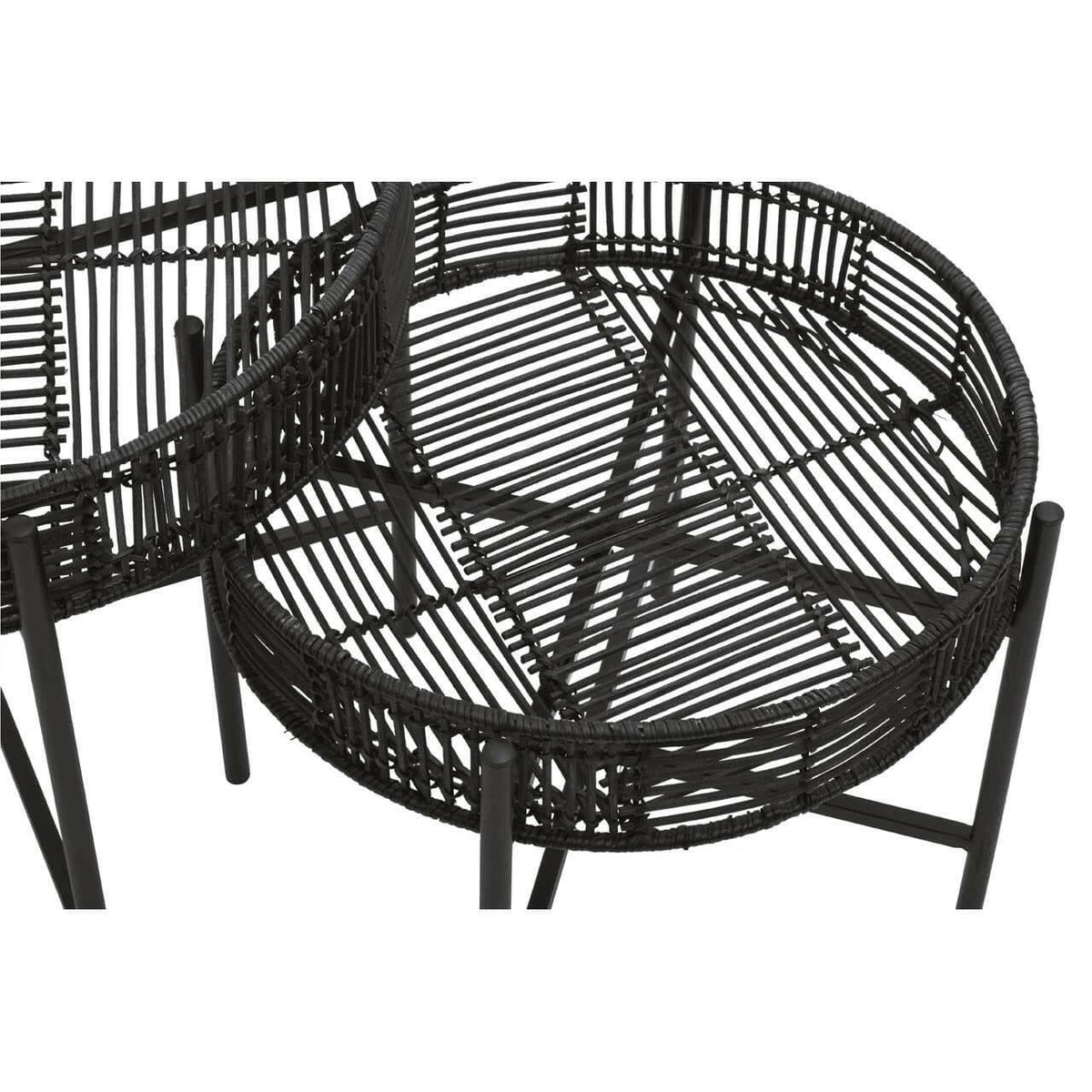 Batu Set Of 2 Black Rattan Side Tables.