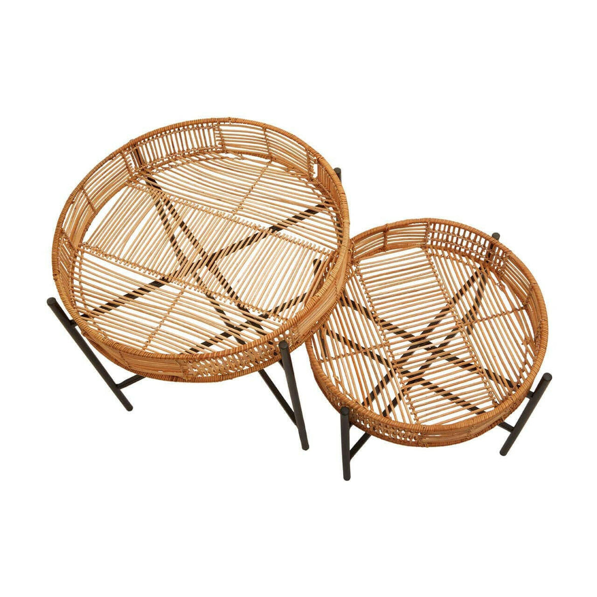 Batu Set Of 2 Natural Rattan Side Tables.