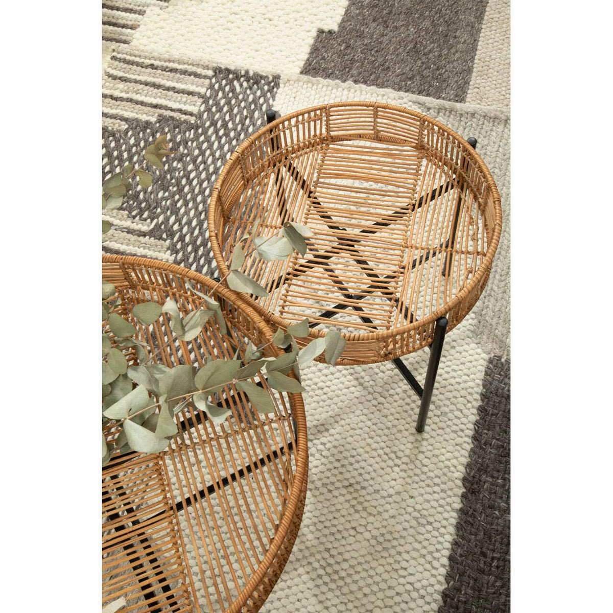 Batu Set Of 2 Natural Rattan Side Tables.