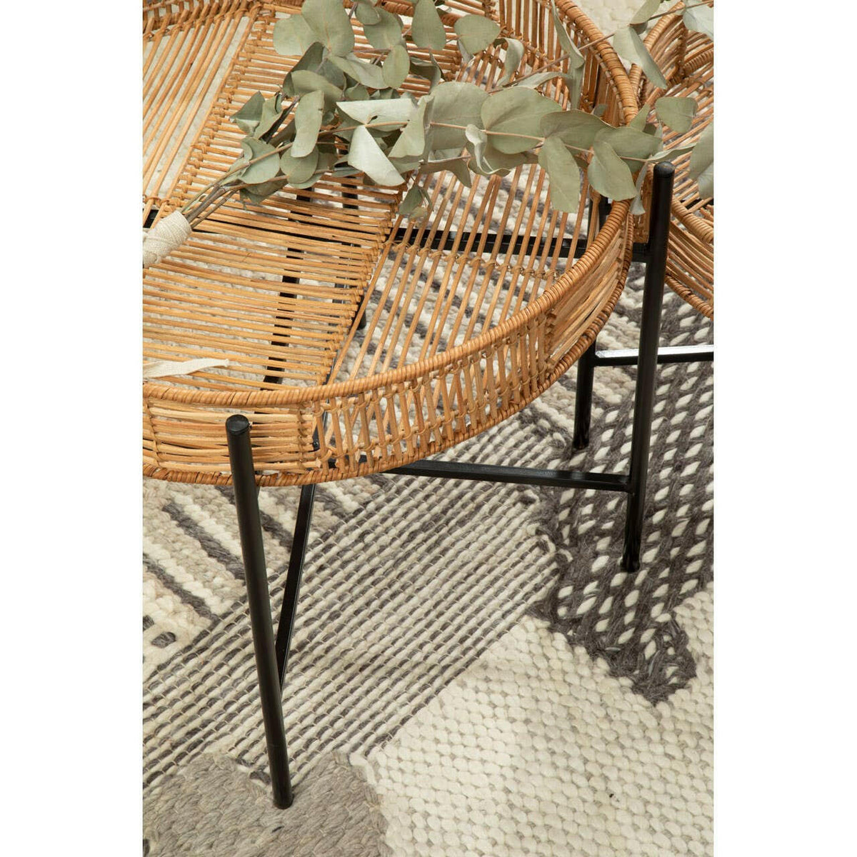 Batu Set Of 2 Natural Rattan Side Tables.