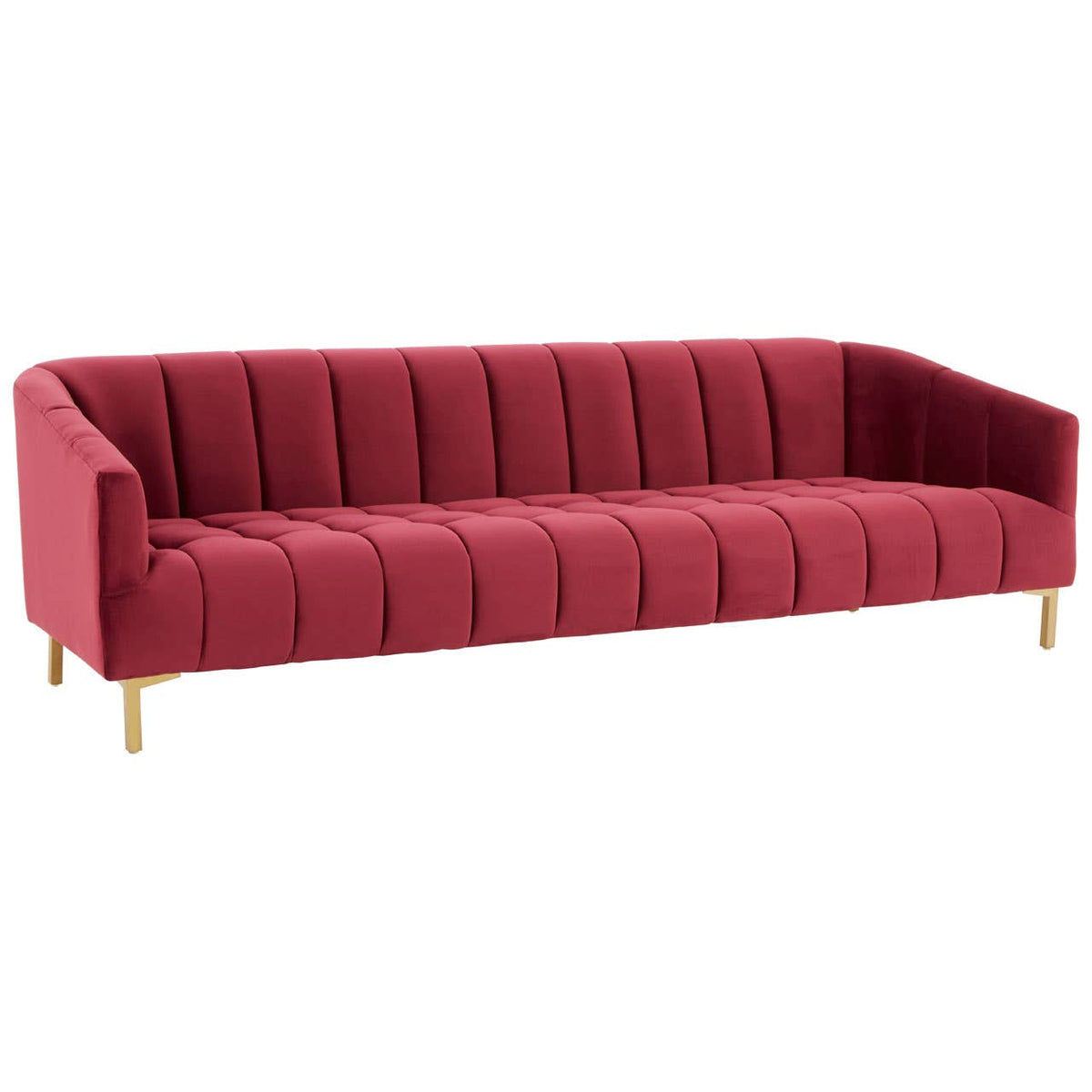 Bella 3 Seat Wine Velvet Sofa.