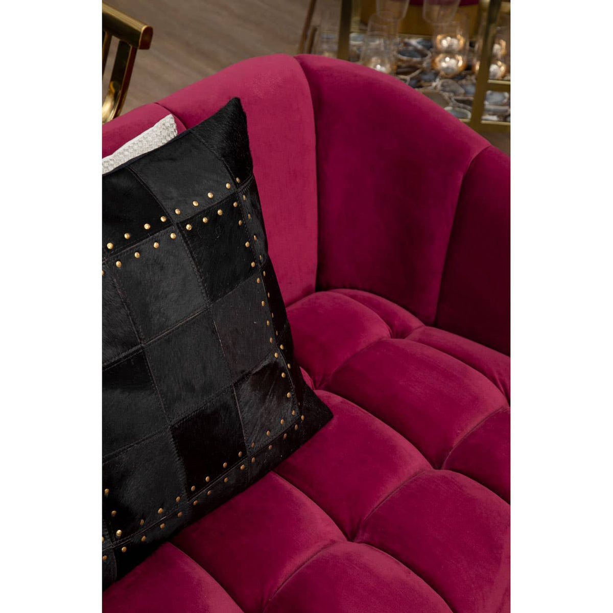 Bella 3 Seat Wine Velvet Sofa.
