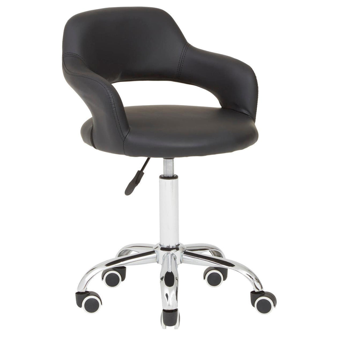 Black Pu Home Office Chair With Curved Back.