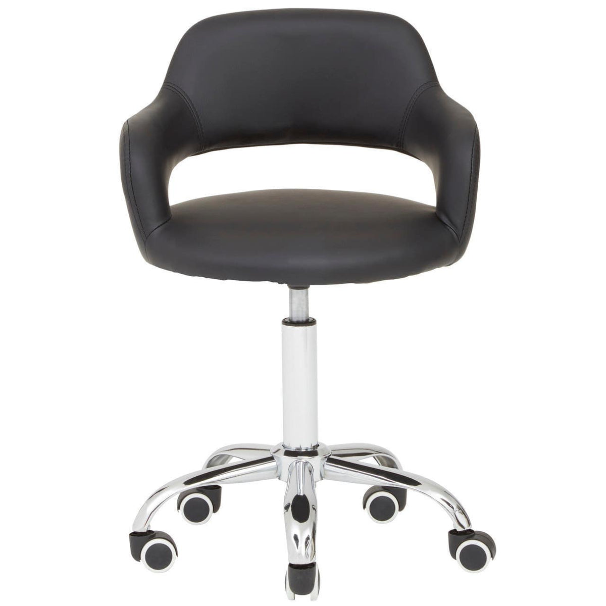 Black Pu Home Office Chair With Curved Back.