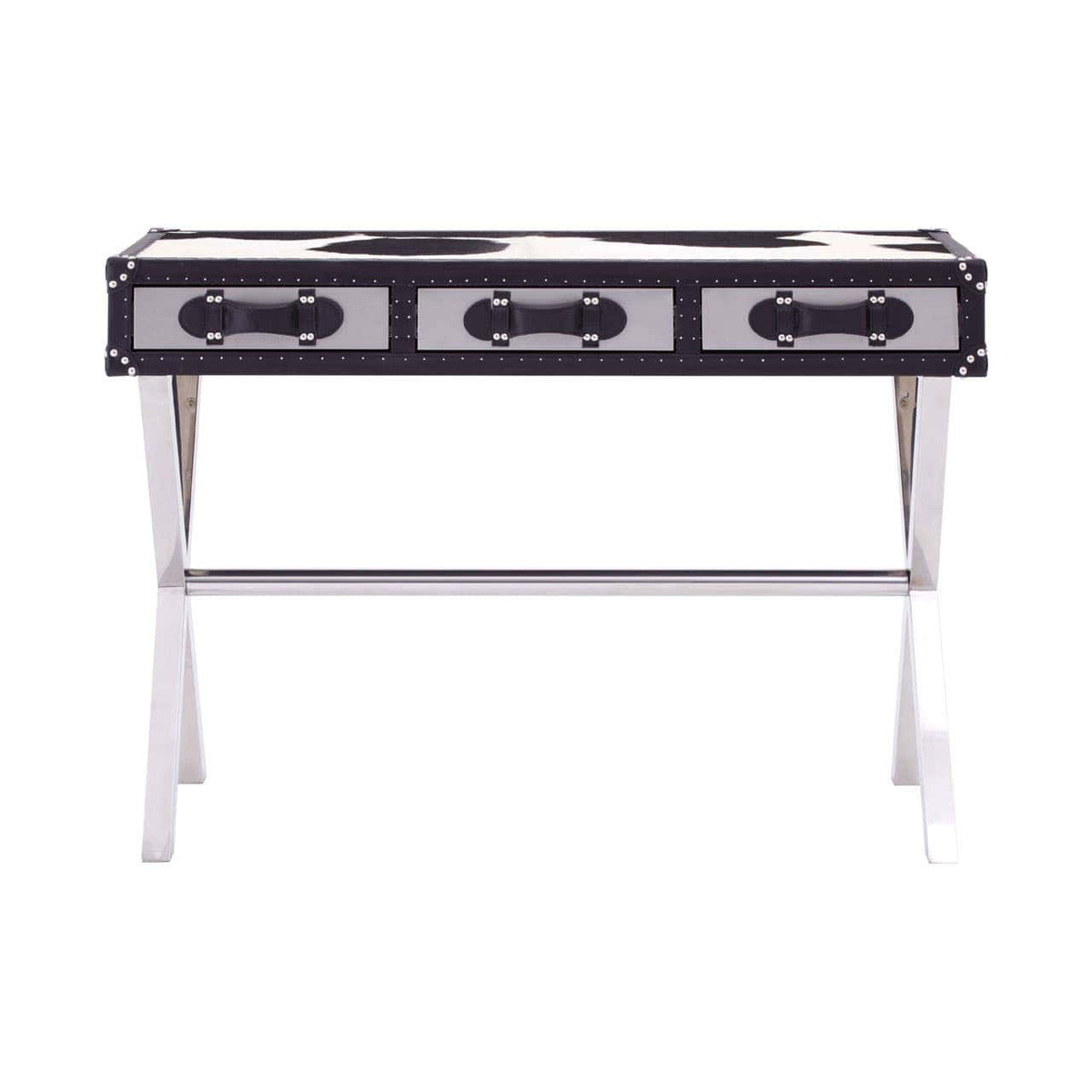 Black/White Genuine Cowhide Console Table.