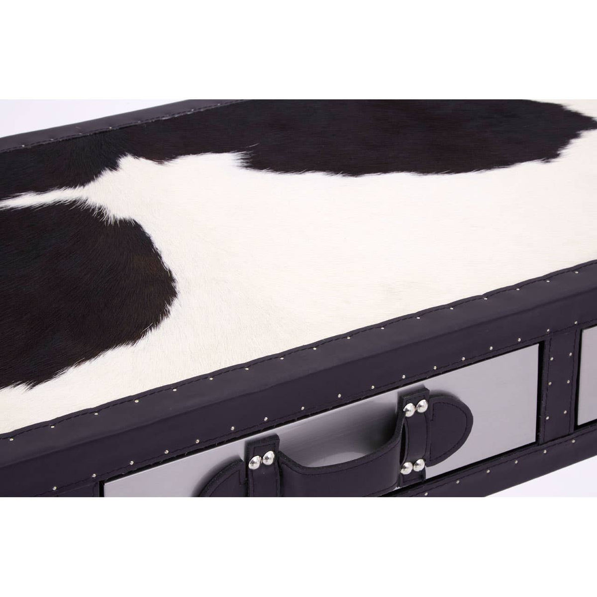 Black/White Genuine Cowhide Console Table.