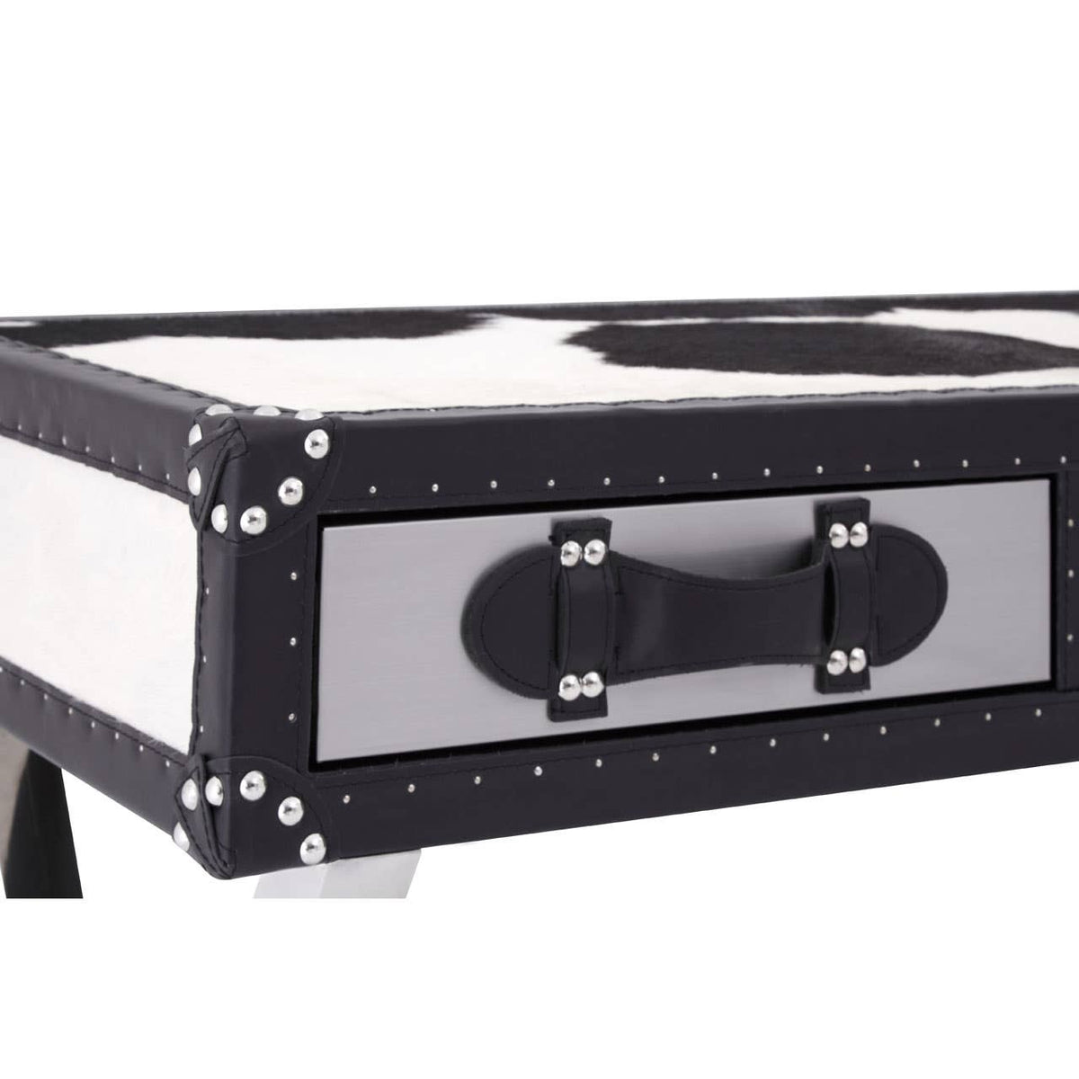 Black/White Genuine Cowhide Console Table.