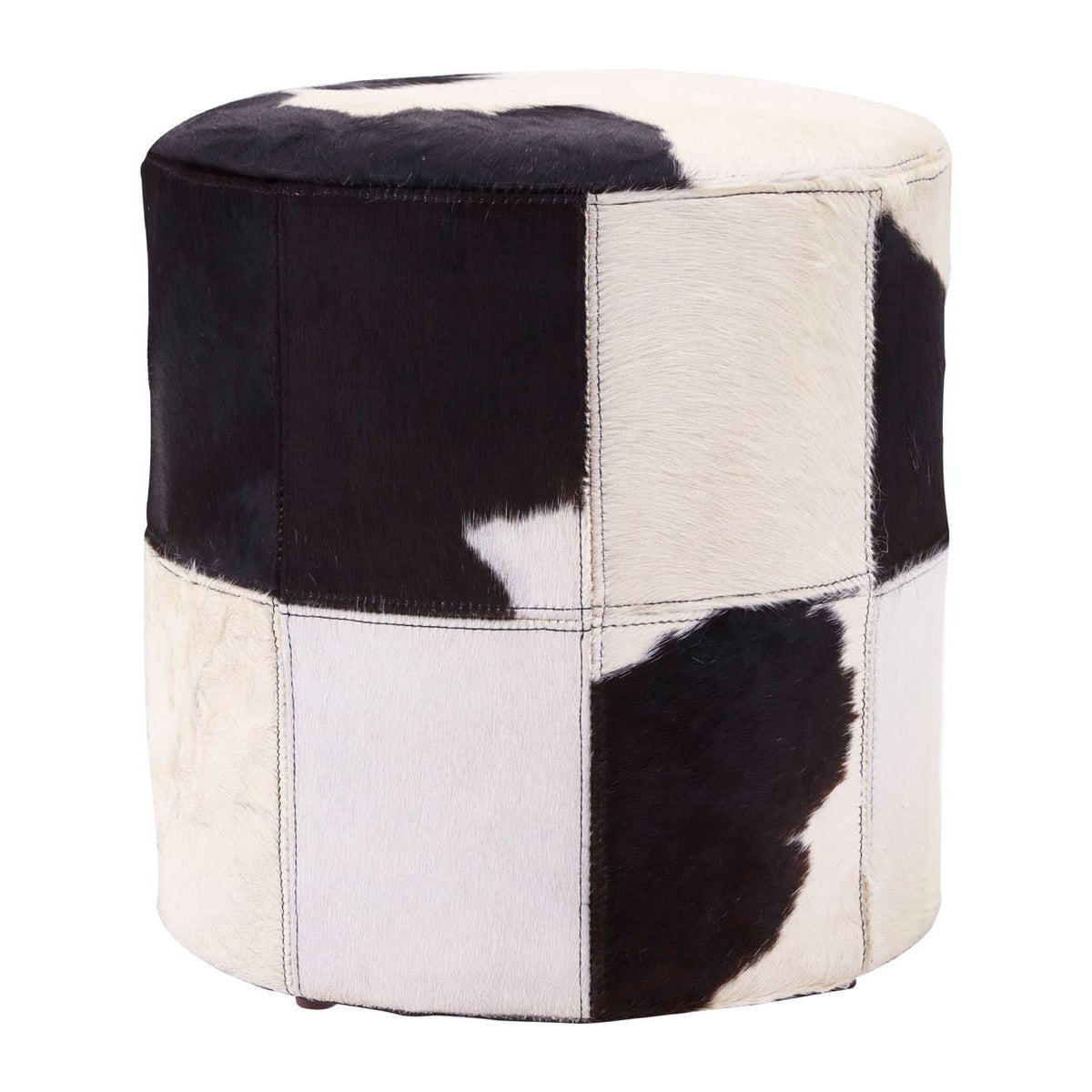 Black/White Genuine Cowhide Ottoman.