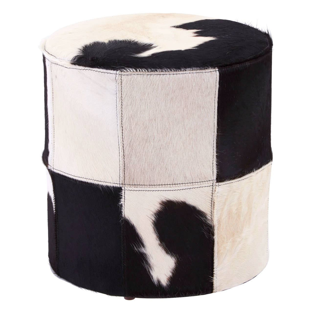 Black/White Genuine Cowhide Ottoman.