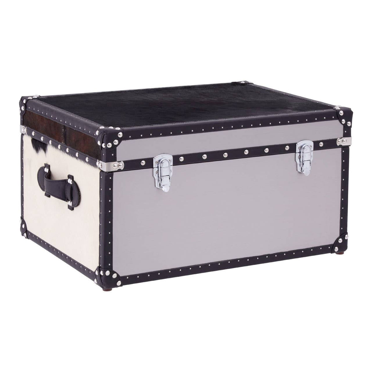 Black/White Genuine Cowhide Storage Trunk.
