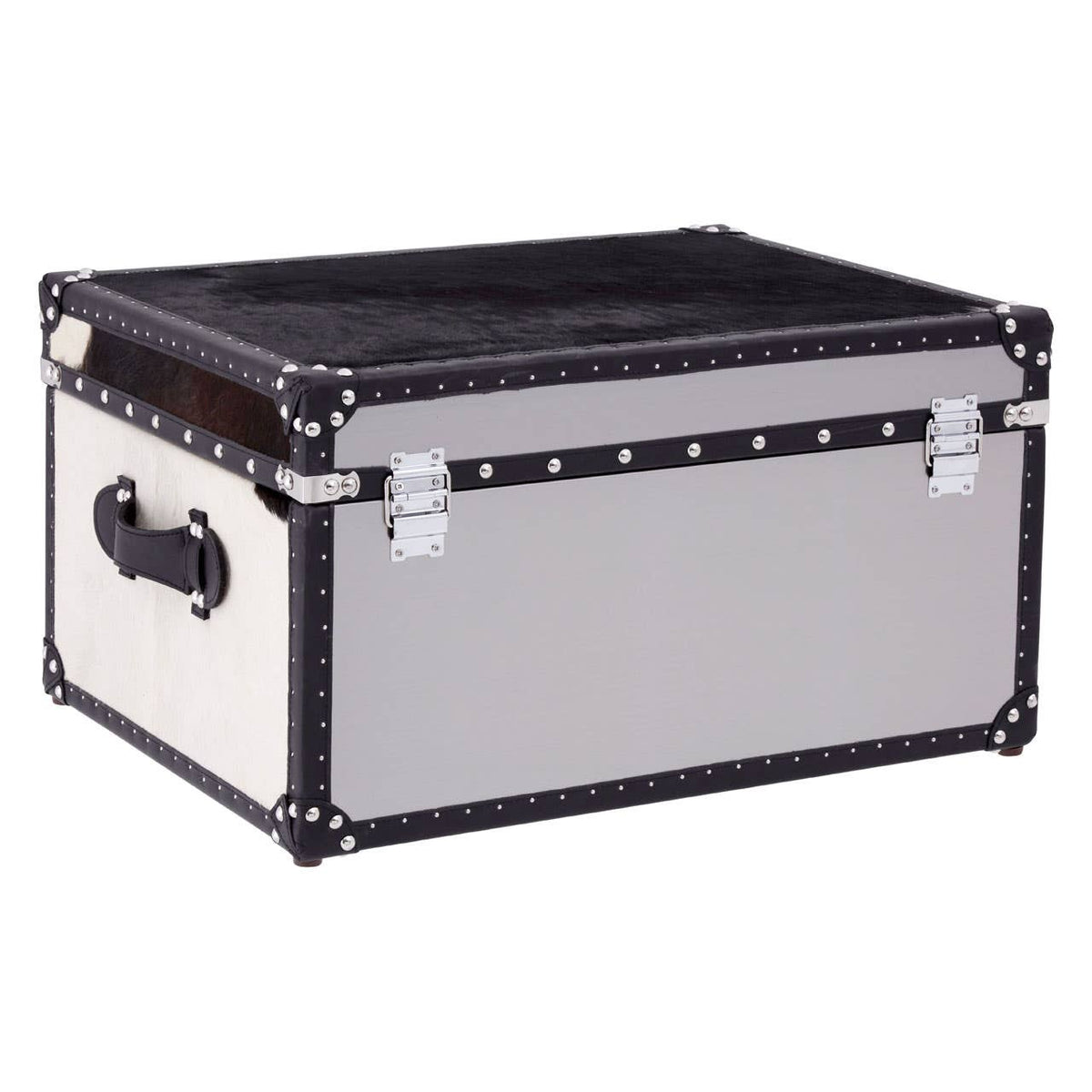 Black/White Genuine Cowhide Storage Trunk.