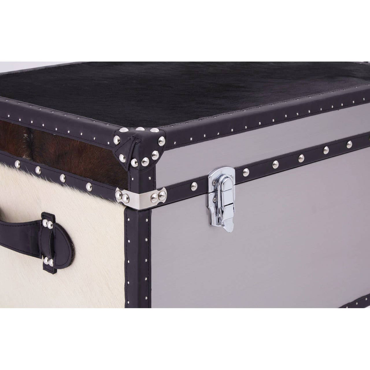 Black/White Genuine Cowhide Storage Trunk.