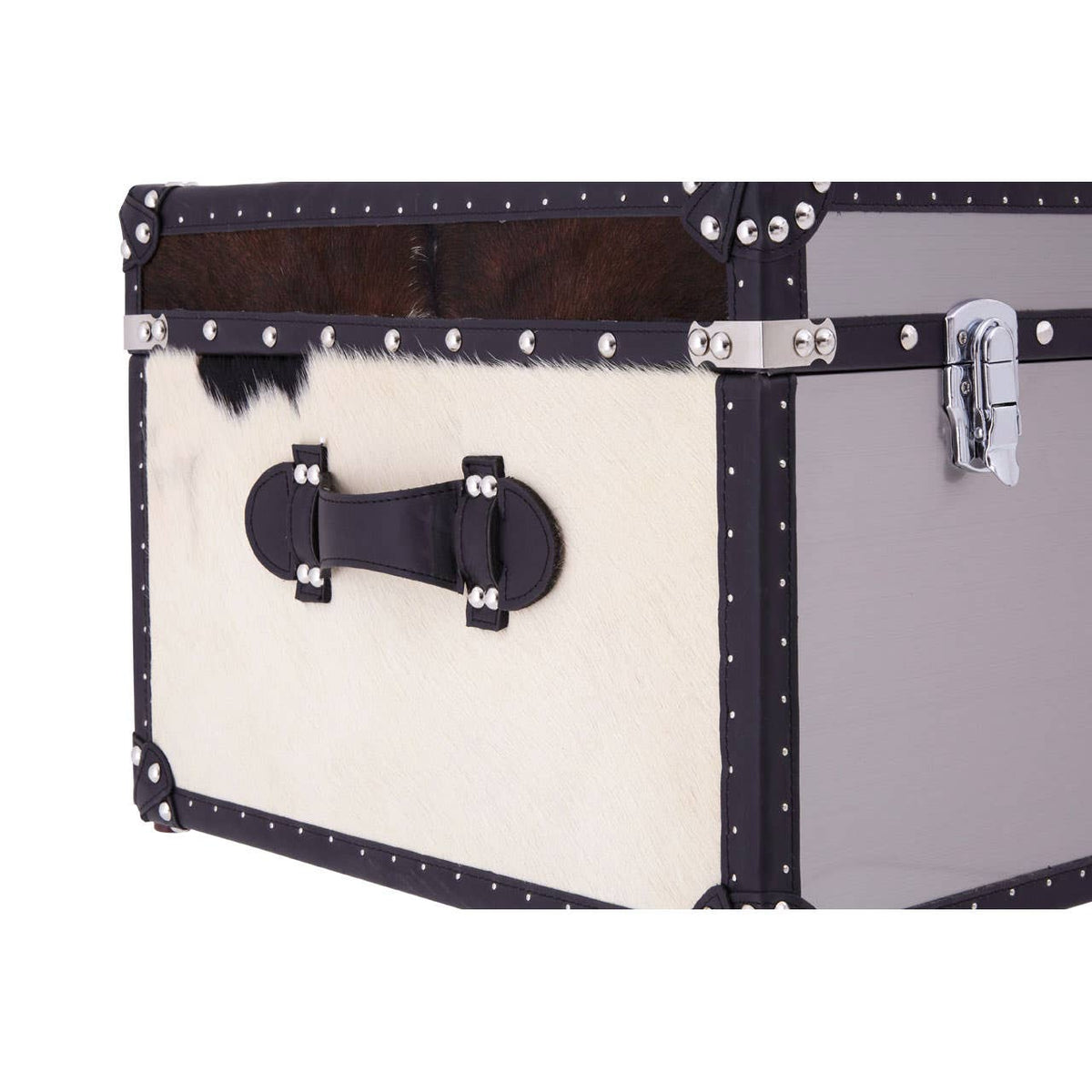 Black/White Genuine Cowhide Storage Trunk.
