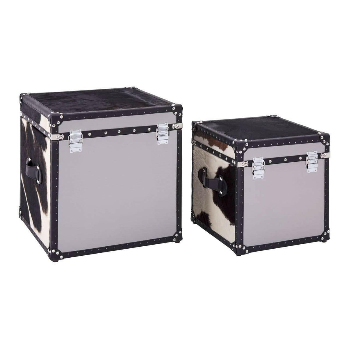 Black/White Genuine Cowhide Storage Trunk Set.