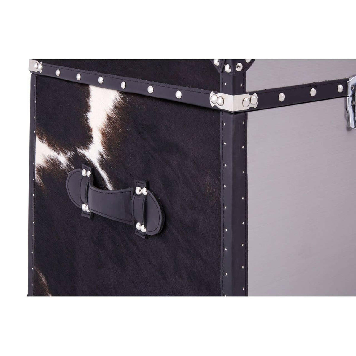 Black/White Genuine Cowhide Storage Trunk Set.