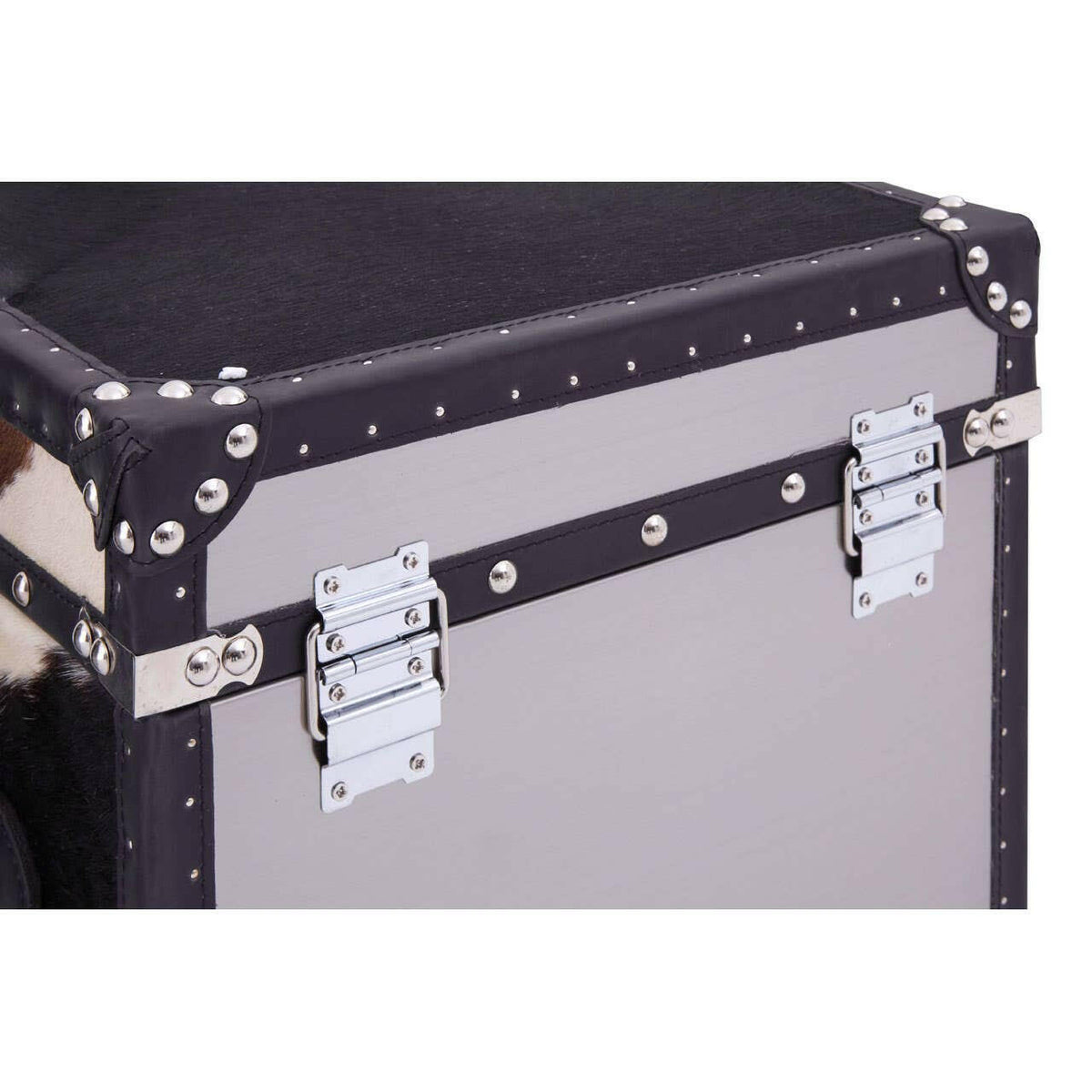 Black/White Genuine Cowhide Storage Trunk Set.