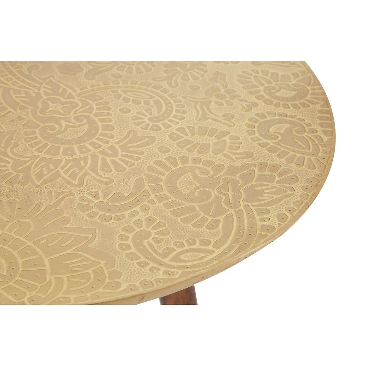 Boho Metal And Gold Finish Carve Side Table.