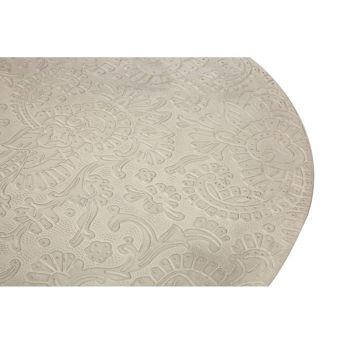 Boho Metal And White Finish Carve Side Table.