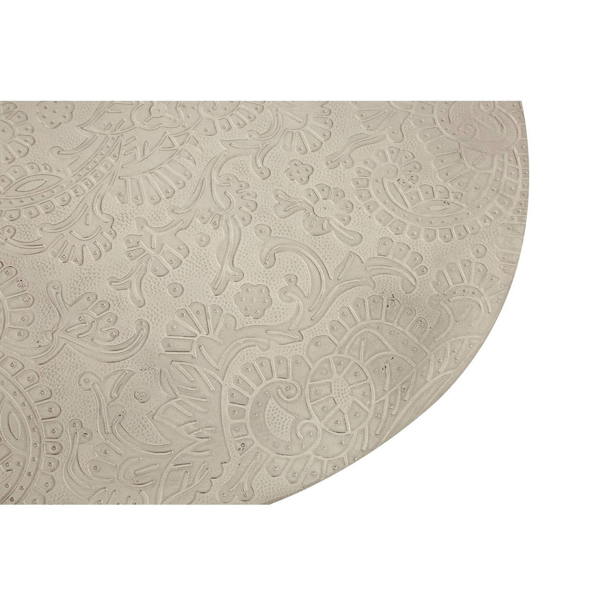 Boho Metal And White Finish Carve Side Table.