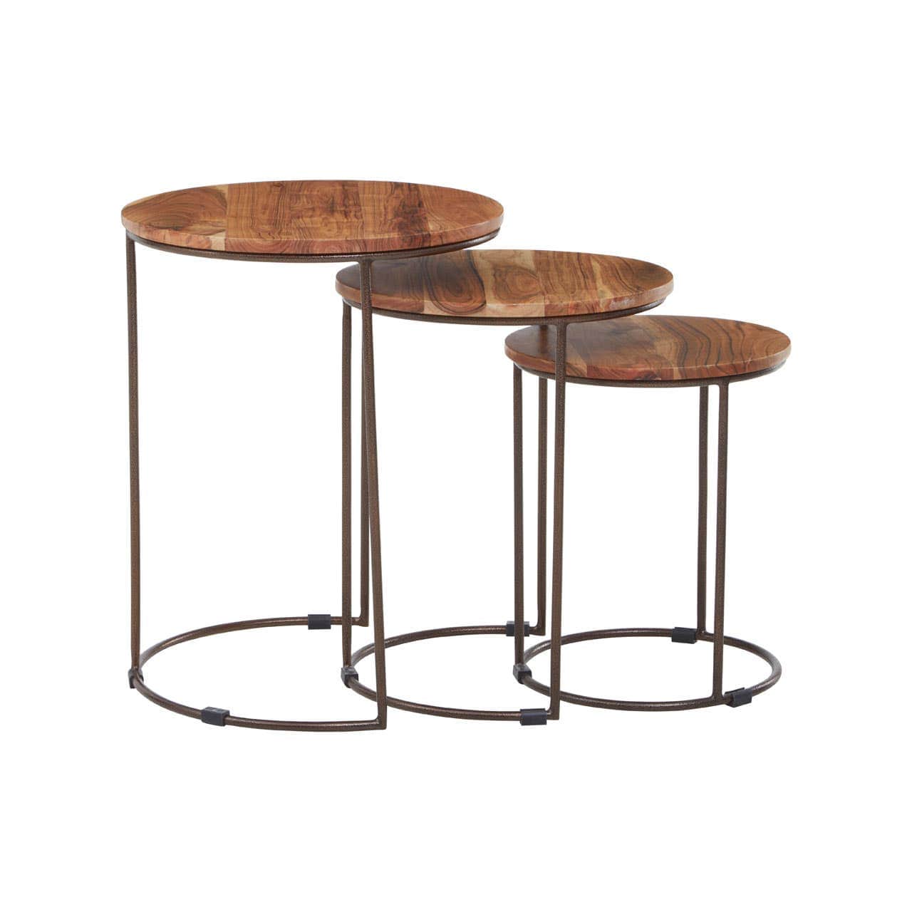 Noosa & Co. Living Boho Nest Of Three Natural Acacia Wood Tables House of Isabella UK