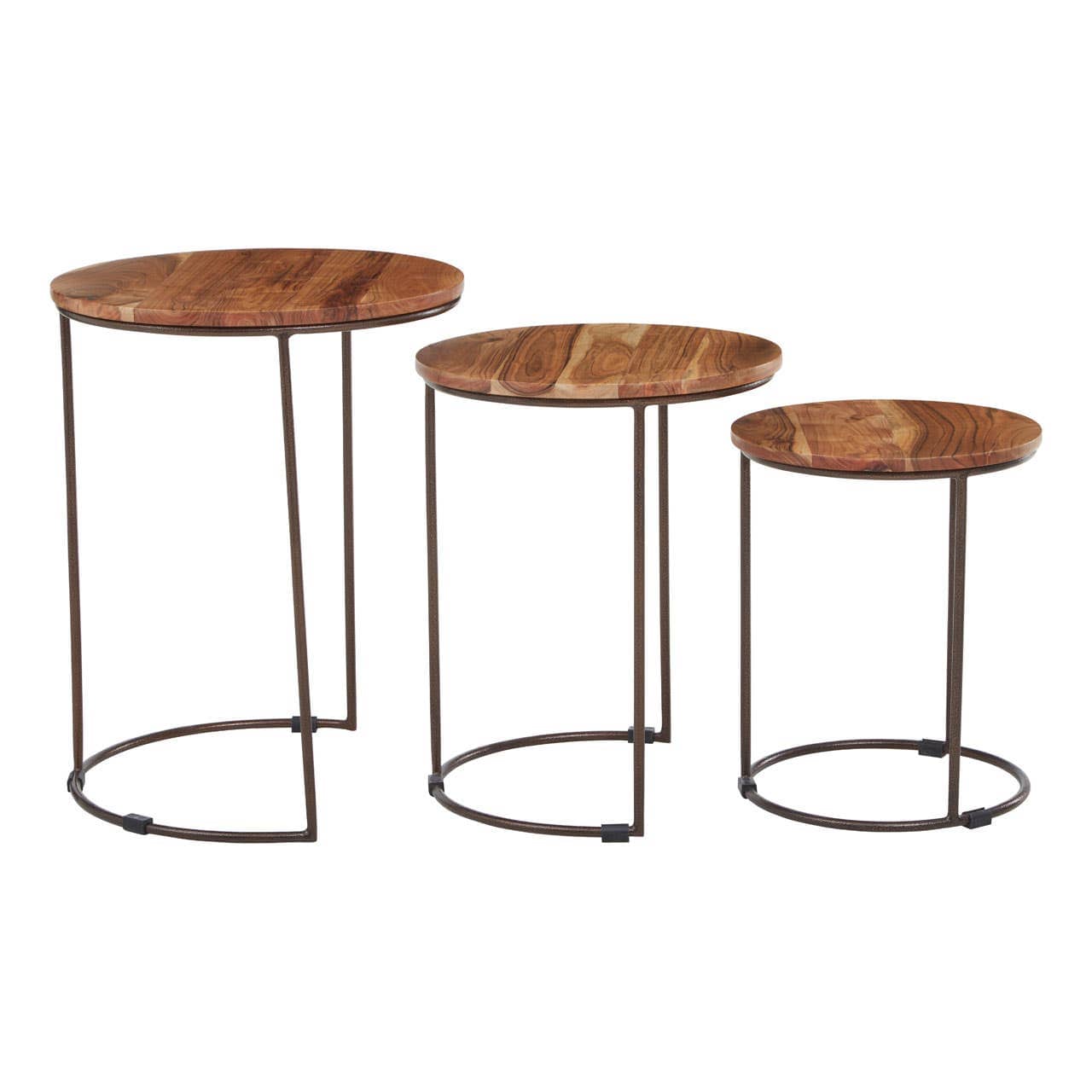 Noosa & Co. Living Boho Nest Of Three Natural Acacia Wood Tables House of Isabella UK