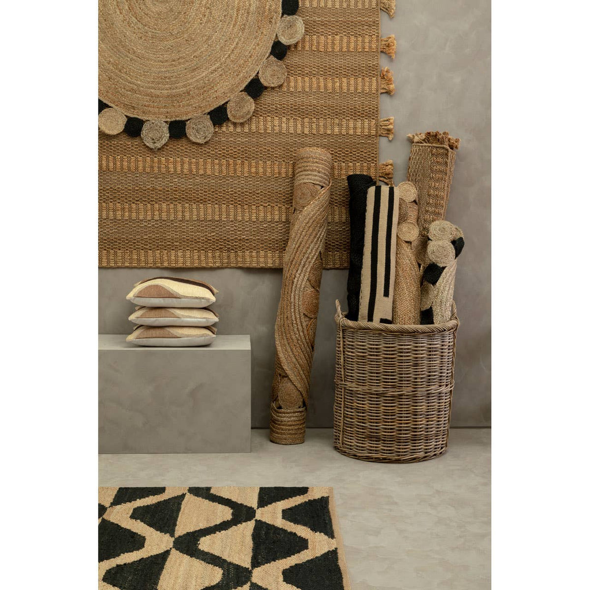Bosie Demir Round Jute Rug.