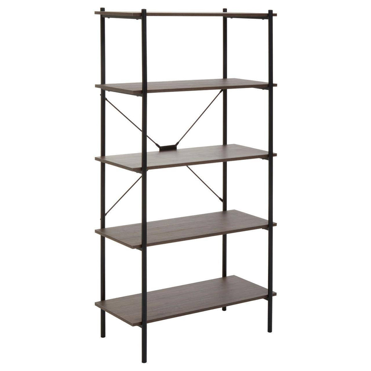Bradbury Five Tier Dark Oak Shelf Unit.