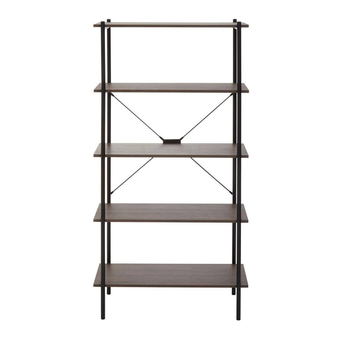 Bradbury Five Tier Dark Oak Shelf Unit.