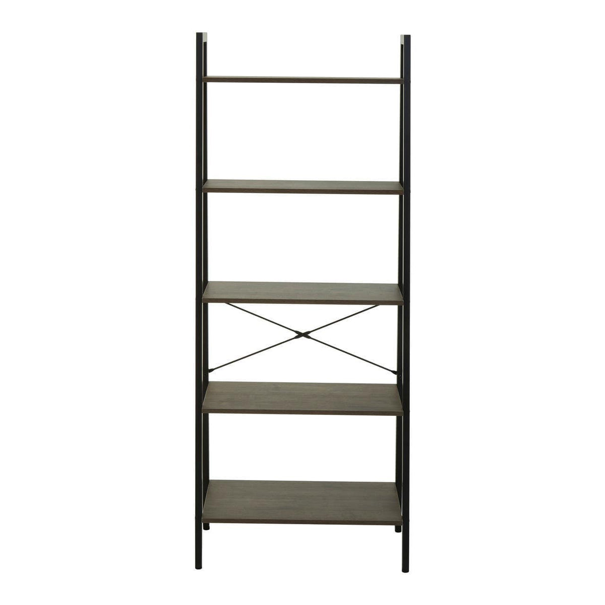 Bradbury Five Tier Dark Oak Veneer Ladder Shelf Unit.