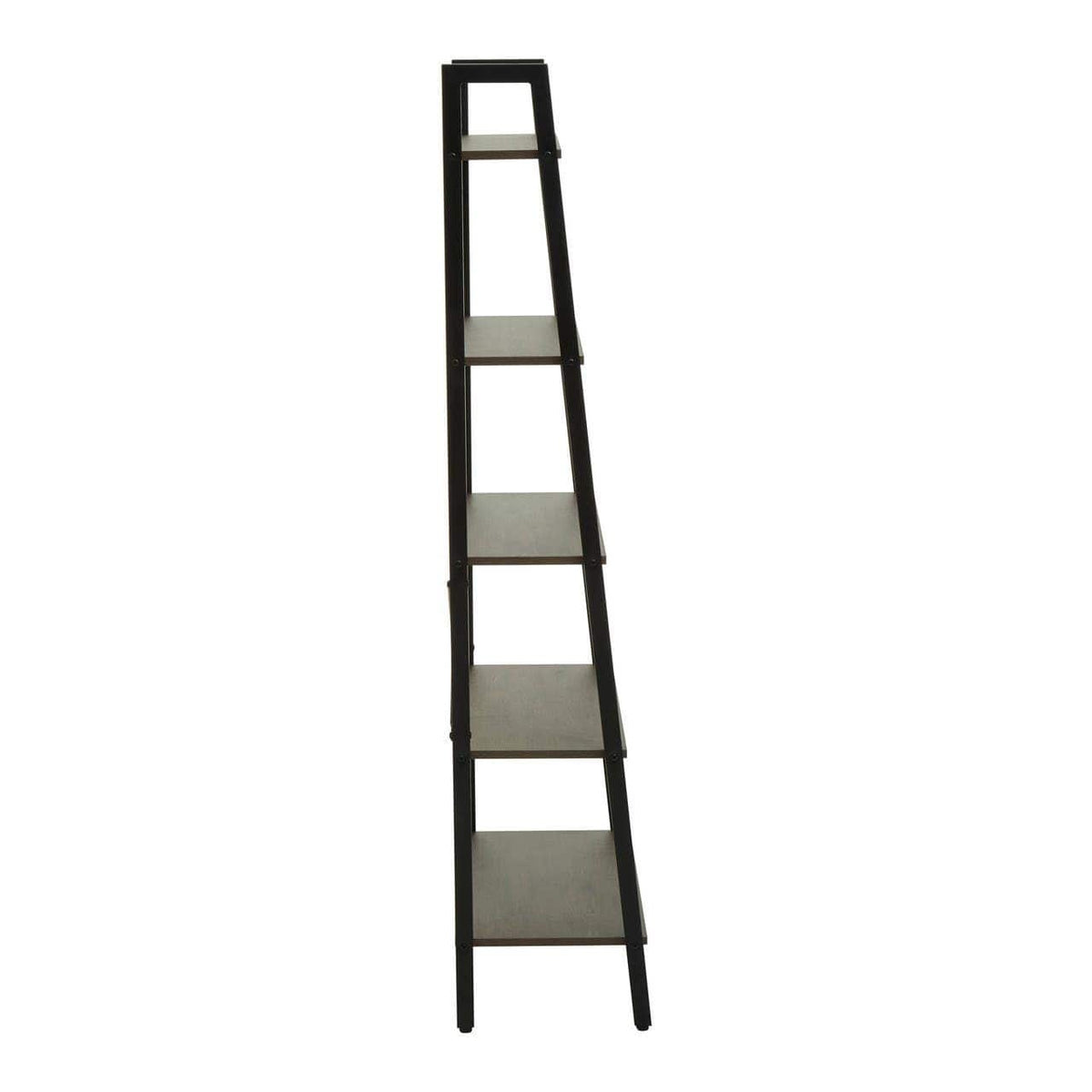 Bradbury Five Tier Dark Oak Veneer Ladder Shelf Unit.