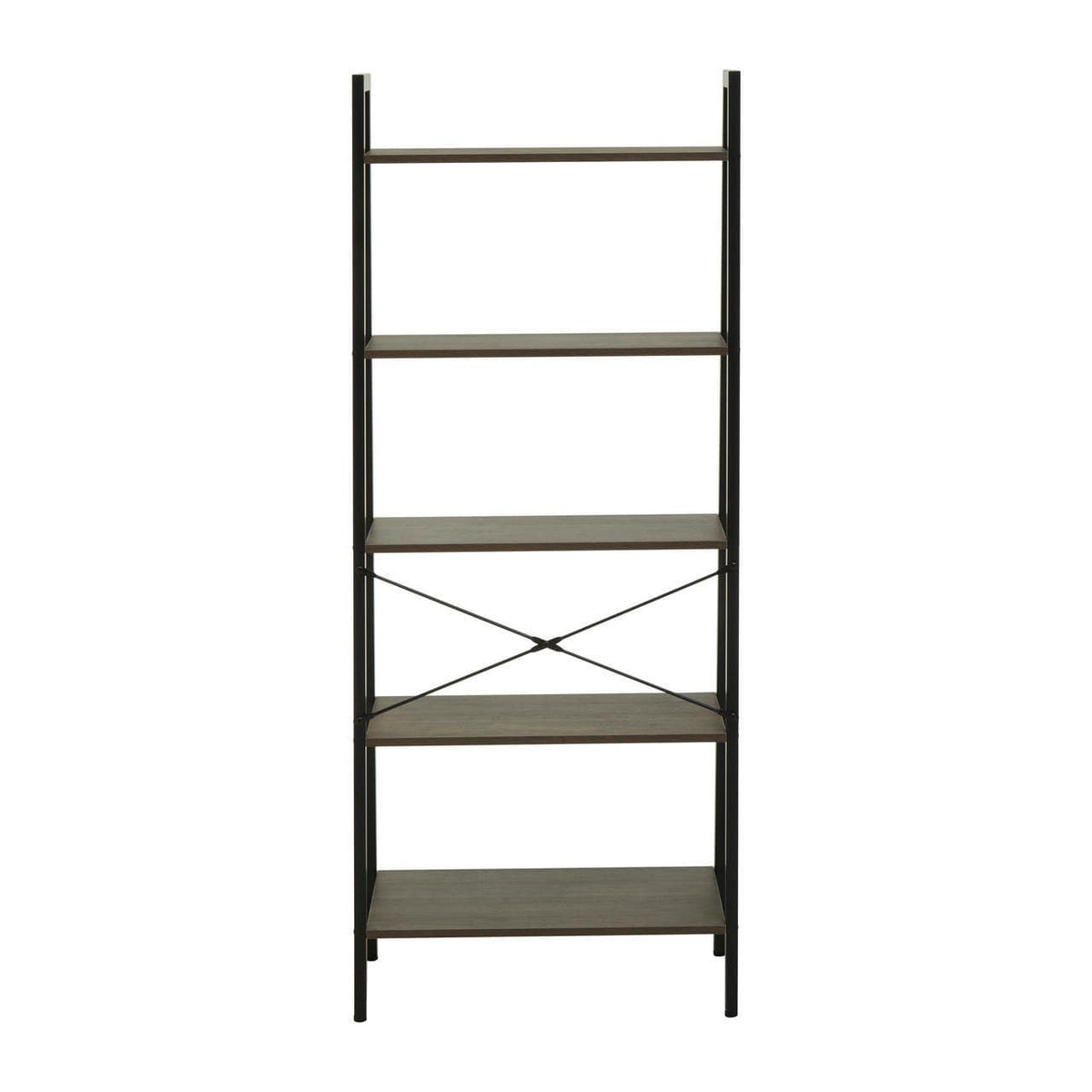 Bradbury Five Tier Dark Oak Veneer Ladder Shelf Unit.