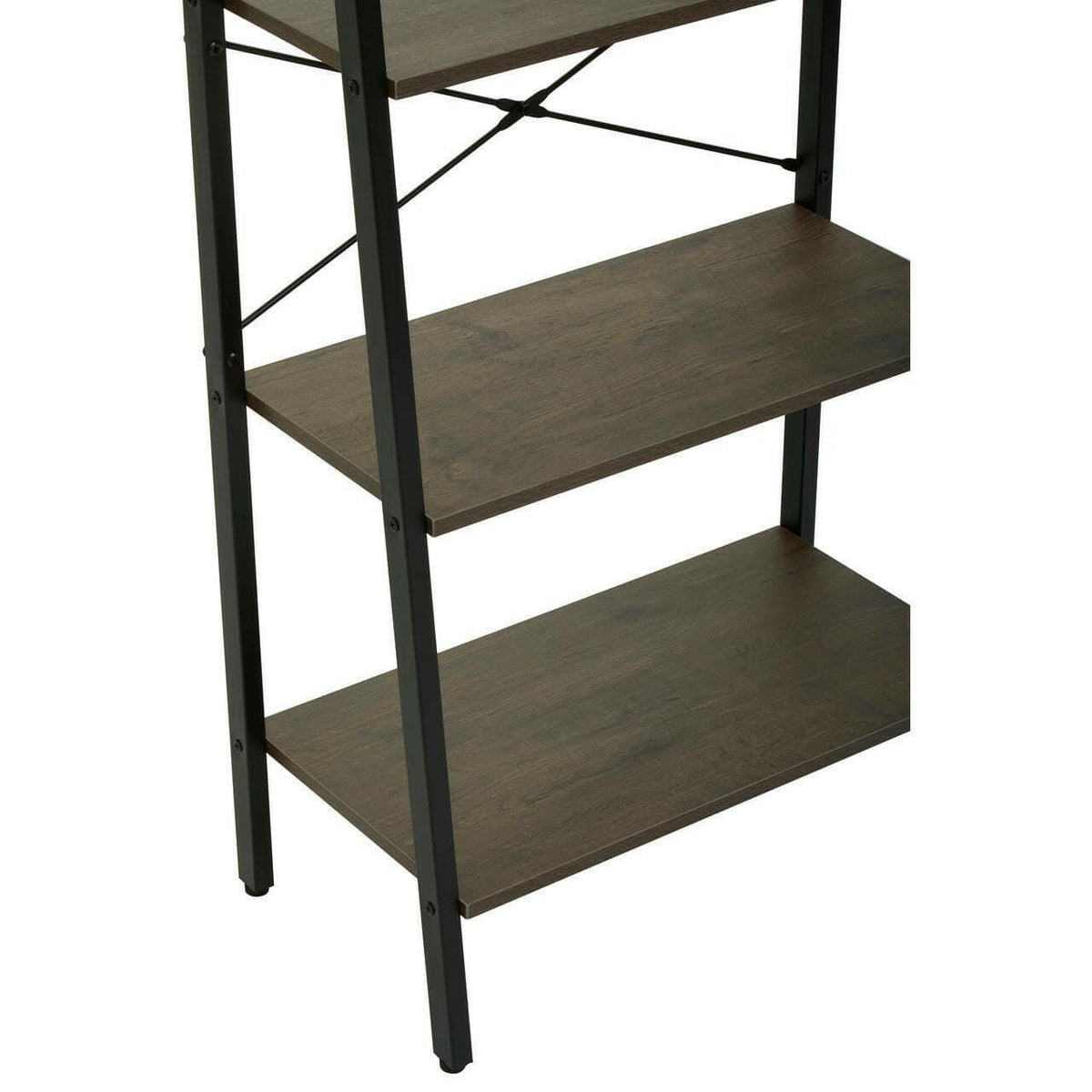 Bradbury Five Tier Dark Oak Veneer Ladder Shelf Unit.