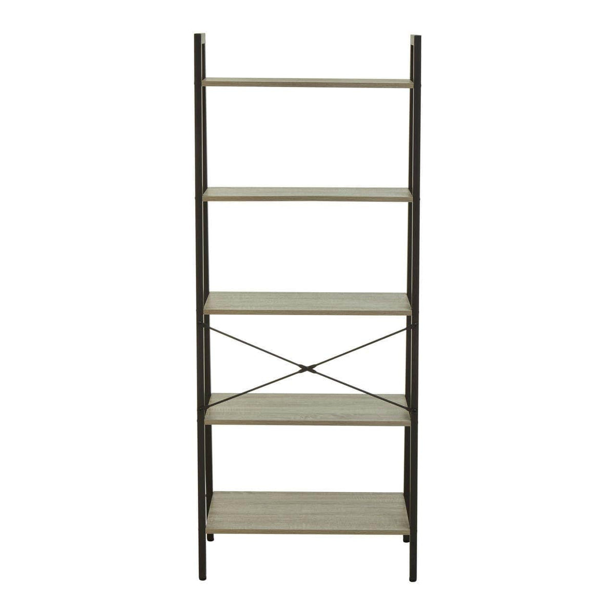 Bradbury Five Tier Grey Oak Veneer Ladder Shelf Unit.