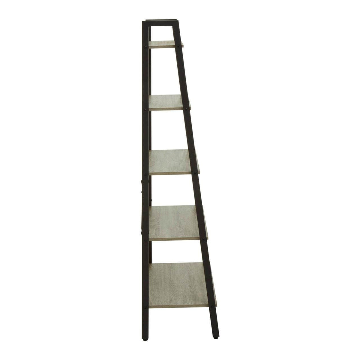 Bradbury Five Tier Grey Oak Veneer Ladder Shelf Unit.