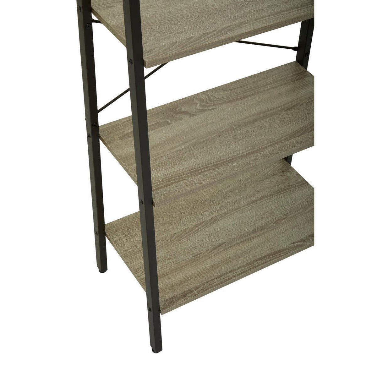 Bradbury Five Tier Grey Oak Veneer Ladder Shelf Unit.