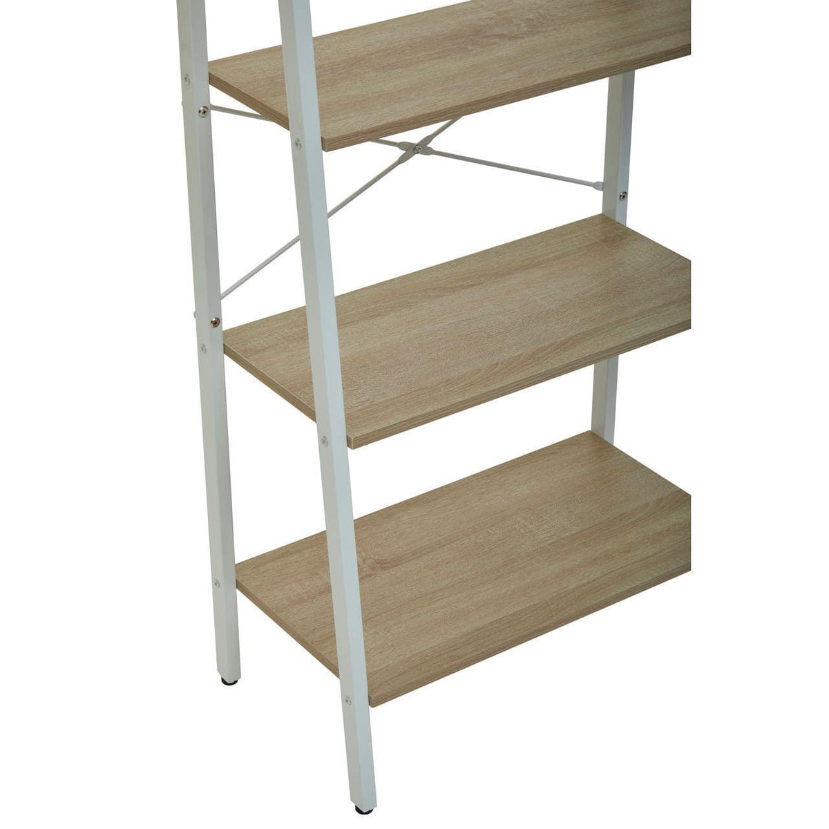 Bradbury Five Tier Natural Oak Veneer Ladder Shelf Unit.