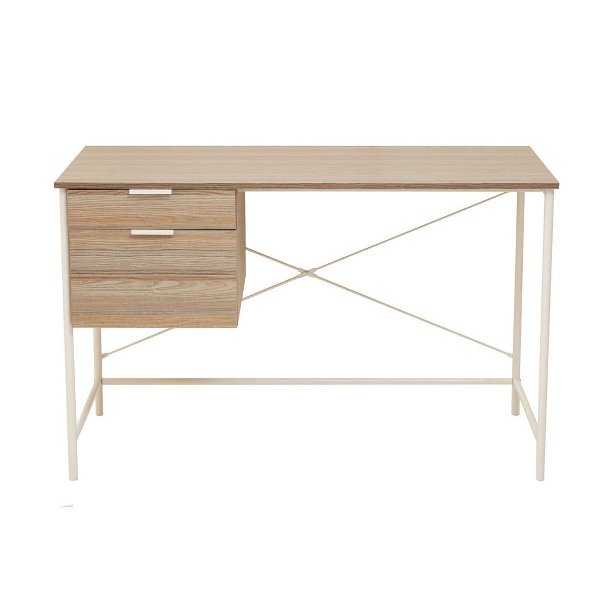 Bradbury Light Oak Veneer Desk With Drawers.